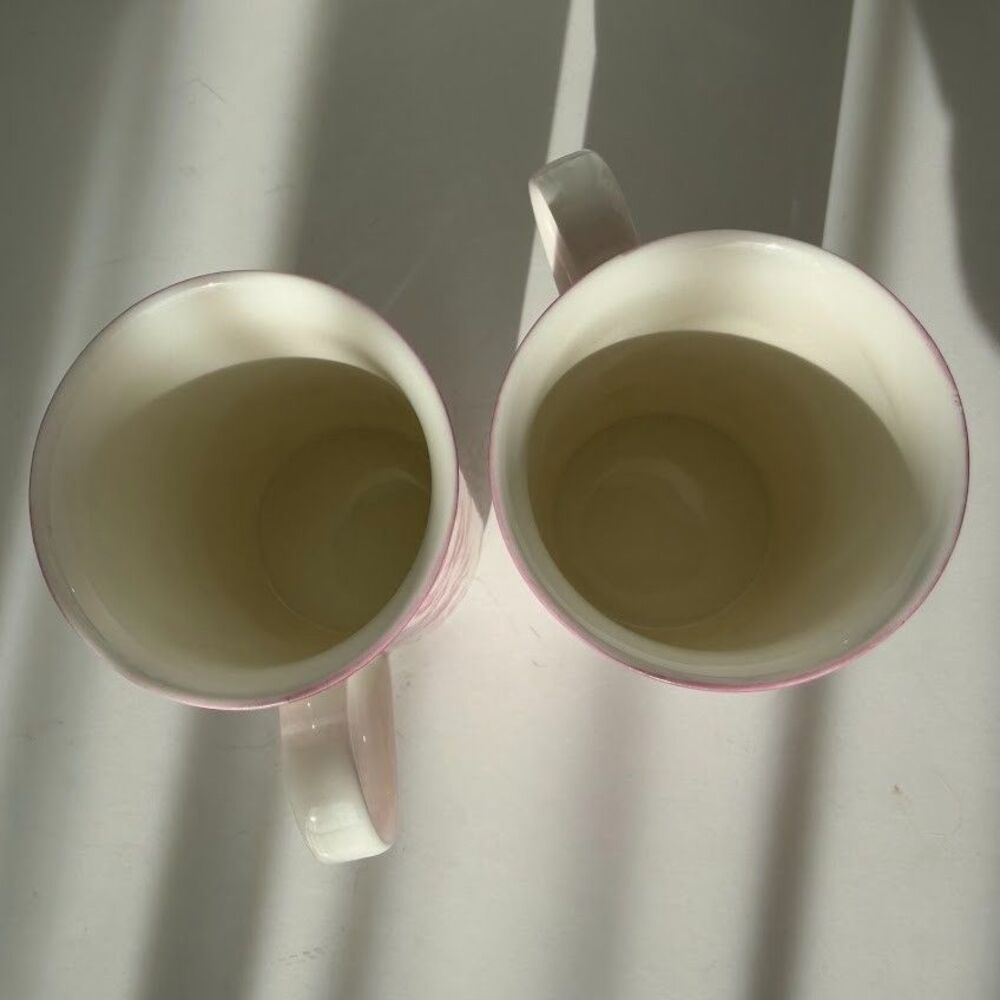 Vintage Whittard of Chelsea Pair of Pink Floral Fine Bone China Mugs - Picture 5 of 9